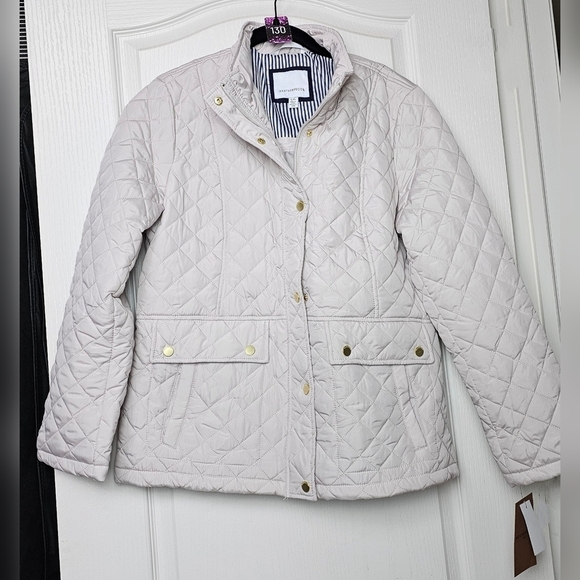 Weatherproof Modern Quilted Barn Jacket Adjustable Waist STONE HEARTH Large - Picture 6 of 11